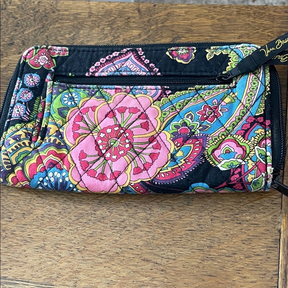 Vera Bradley Retired Symphony in Hue black floral pattern Wallet Wristlet